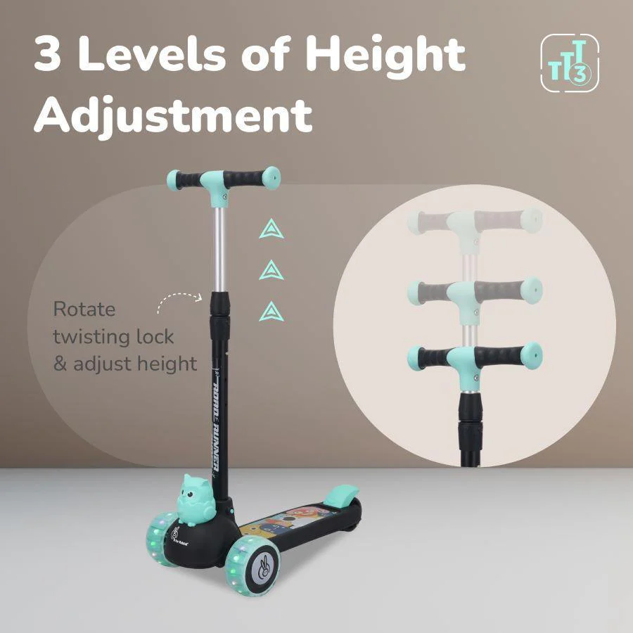 Road Runner Ryder Kids Scooter - PU LED wheels & Multi-Level Height Adjustment - Black Blue - Image 3