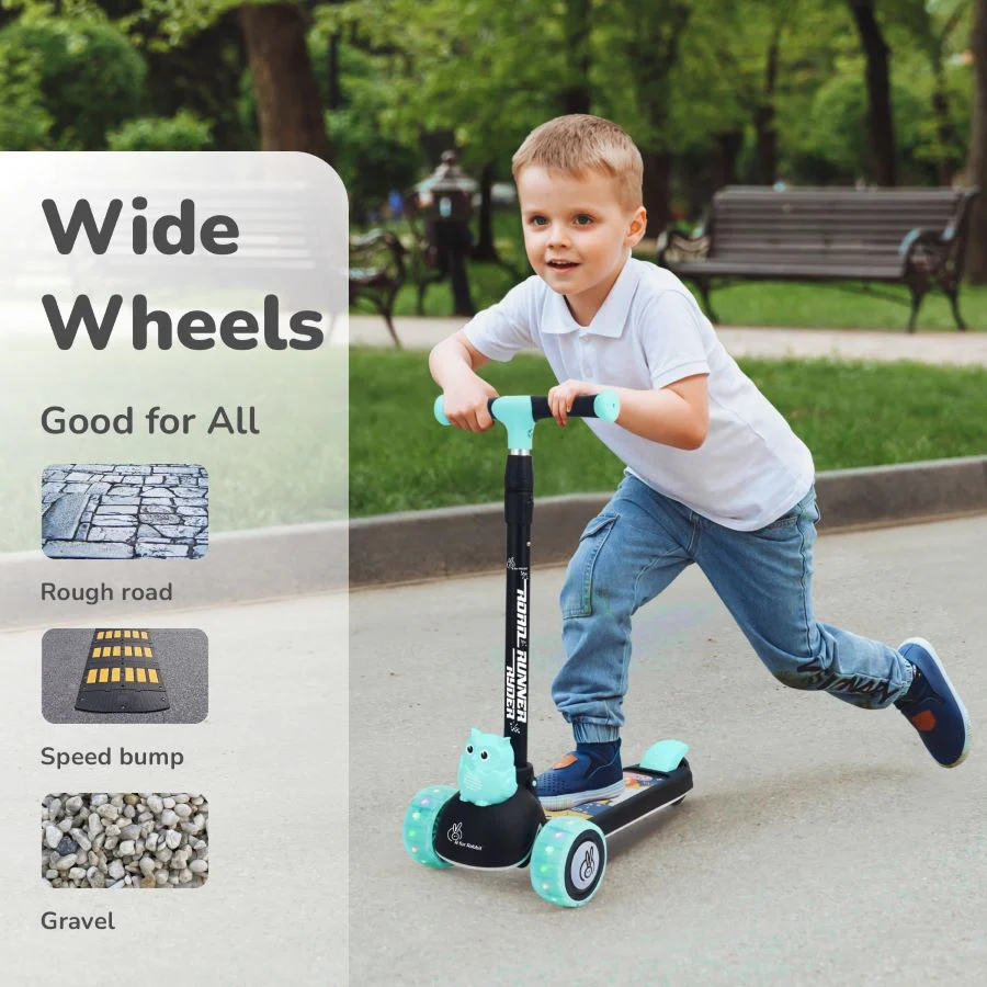 Road Runner Ryder Kids Scooter - PU LED wheels & Multi-Level Height Adjustment - Black Blue - Image 5