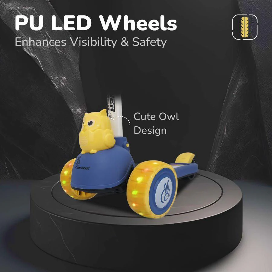 Road Runner Ryder Kids Scooter - PU LED wheels & Multi-Level Height Adjustment - Blue Yellow - Image 2