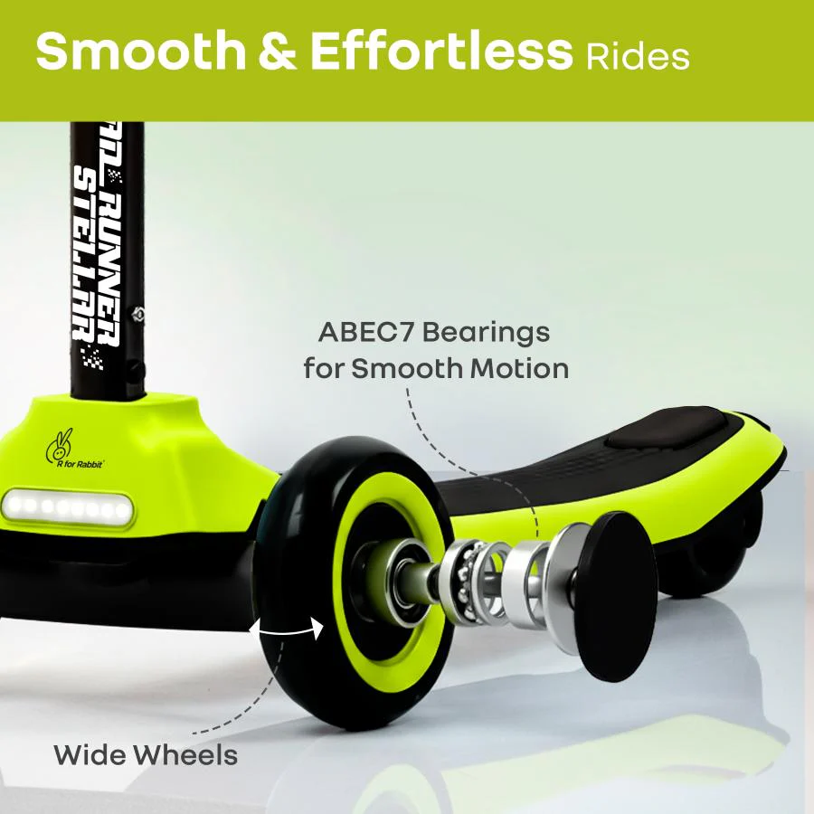 Road Runner Stellar - LED Scooter for Kids with Bluetooth Music, Adjustable Height & Smooth Ride - Neon Black - Image 4