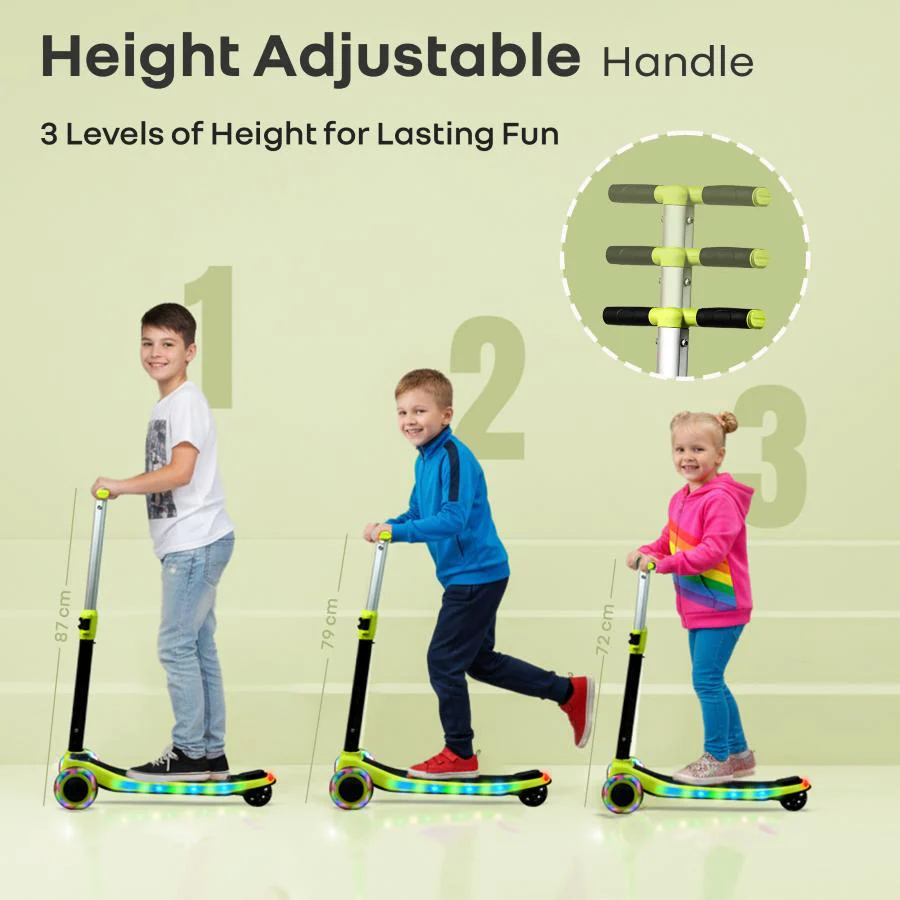 Road Runner Stellar - LED Scooter for Kids with Bluetooth Music, Adjustable Height & Smooth Ride - Neon Black - Image 6