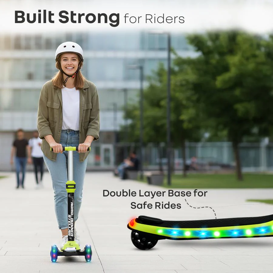 Road Runner Stellar - LED Scooter for Kids with Bluetooth Music, Adjustable Height & Smooth Ride - Neon Black - Image 7