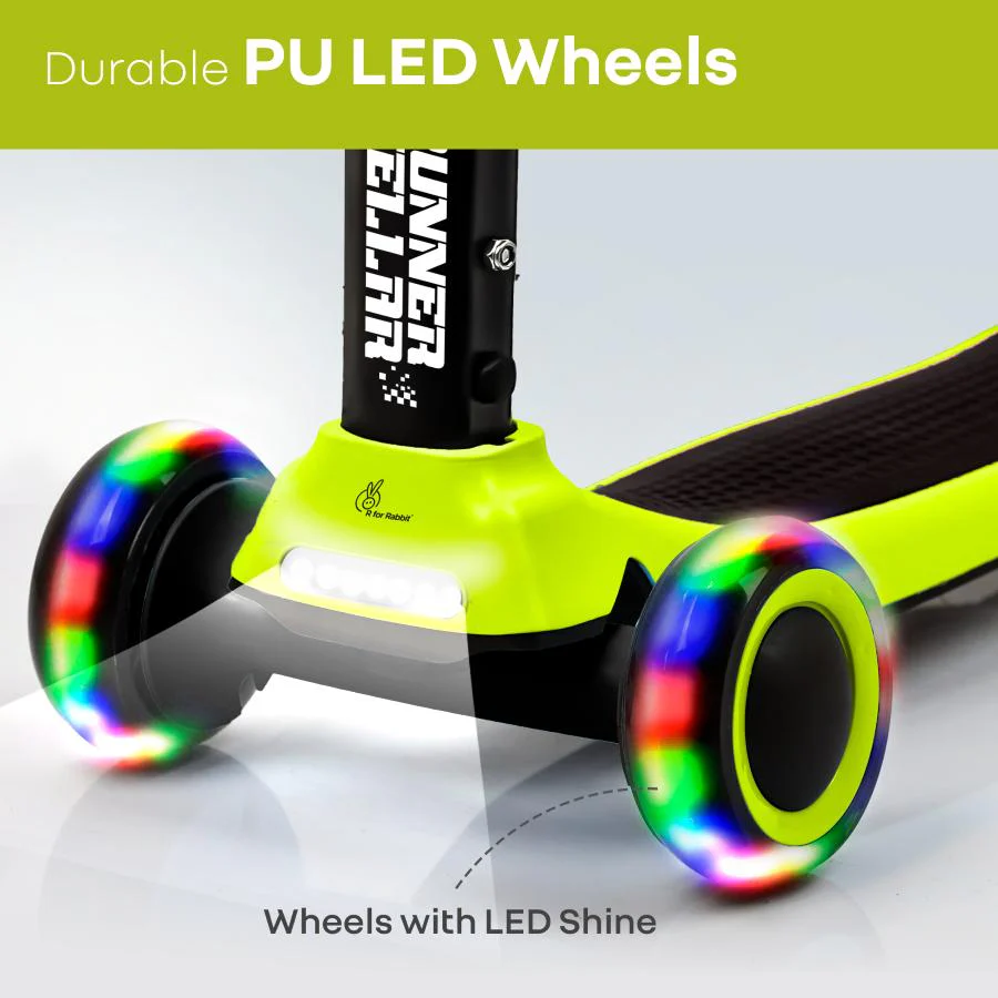Road Runner Stellar - LED Scooter for Kids with Bluetooth Music, Adjustable Height & Smooth Ride - Neon Black - Image 8