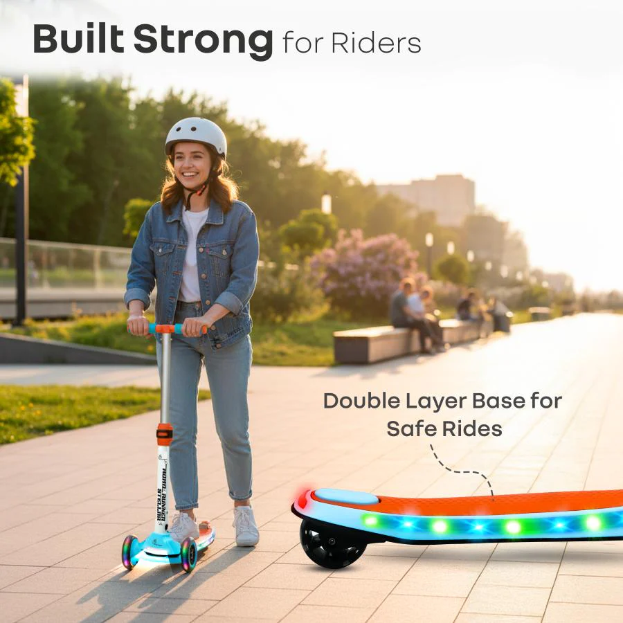 Road Runner Stellar - LED Scooter for Kids with Bluetooth Music, Adjustable Height & Smooth Ride - Blue Orange - Image 7