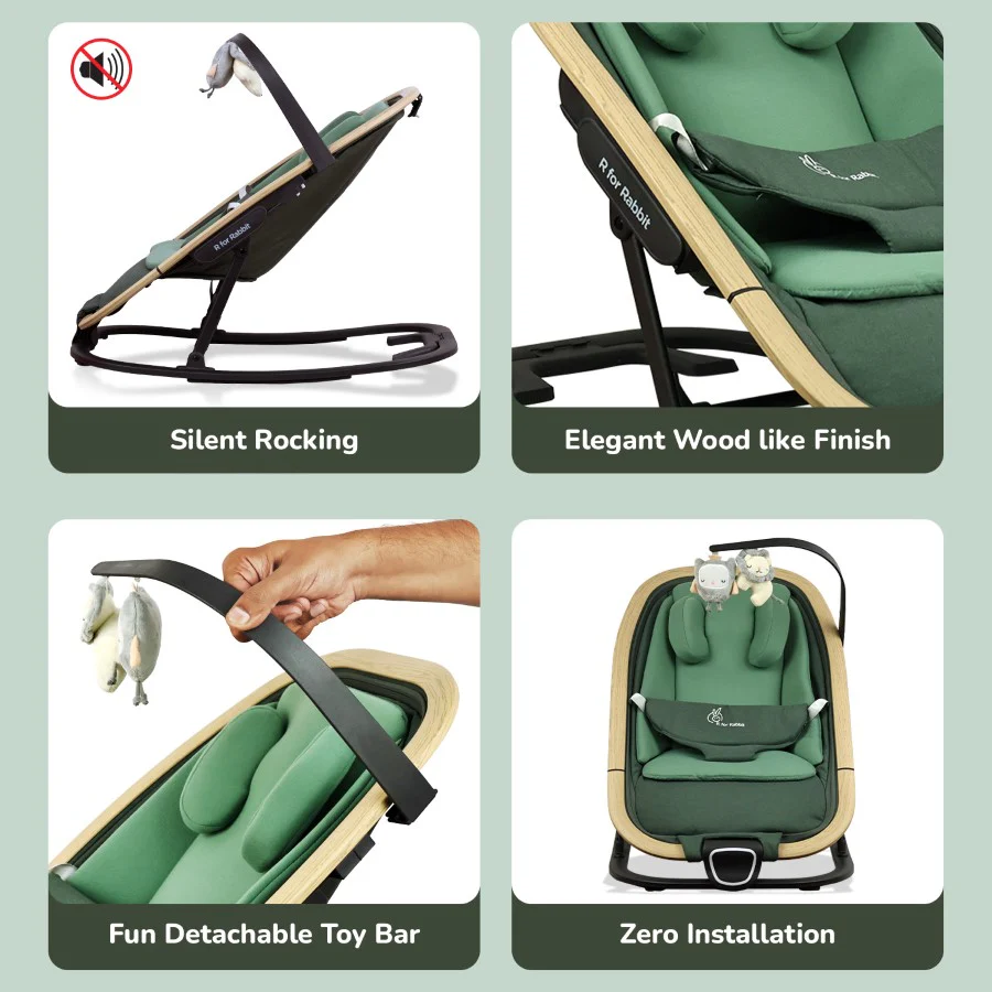 Rock N Nap Bliss – Lightweight Baby Sleeper & Rocker Soft, Safe & Travel-Friendly - Olive Green - Image 3