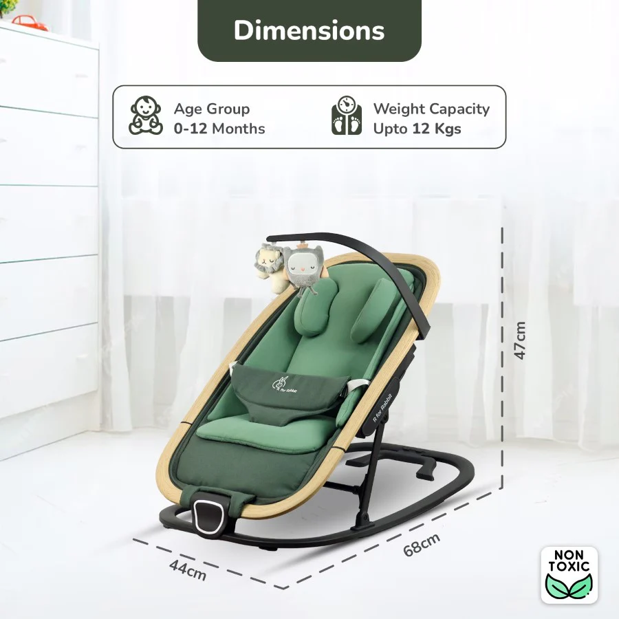 Rock N Nap Bliss – Lightweight Baby Sleeper & Rocker Soft, Safe & Travel-Friendly - Olive Green - Image 7