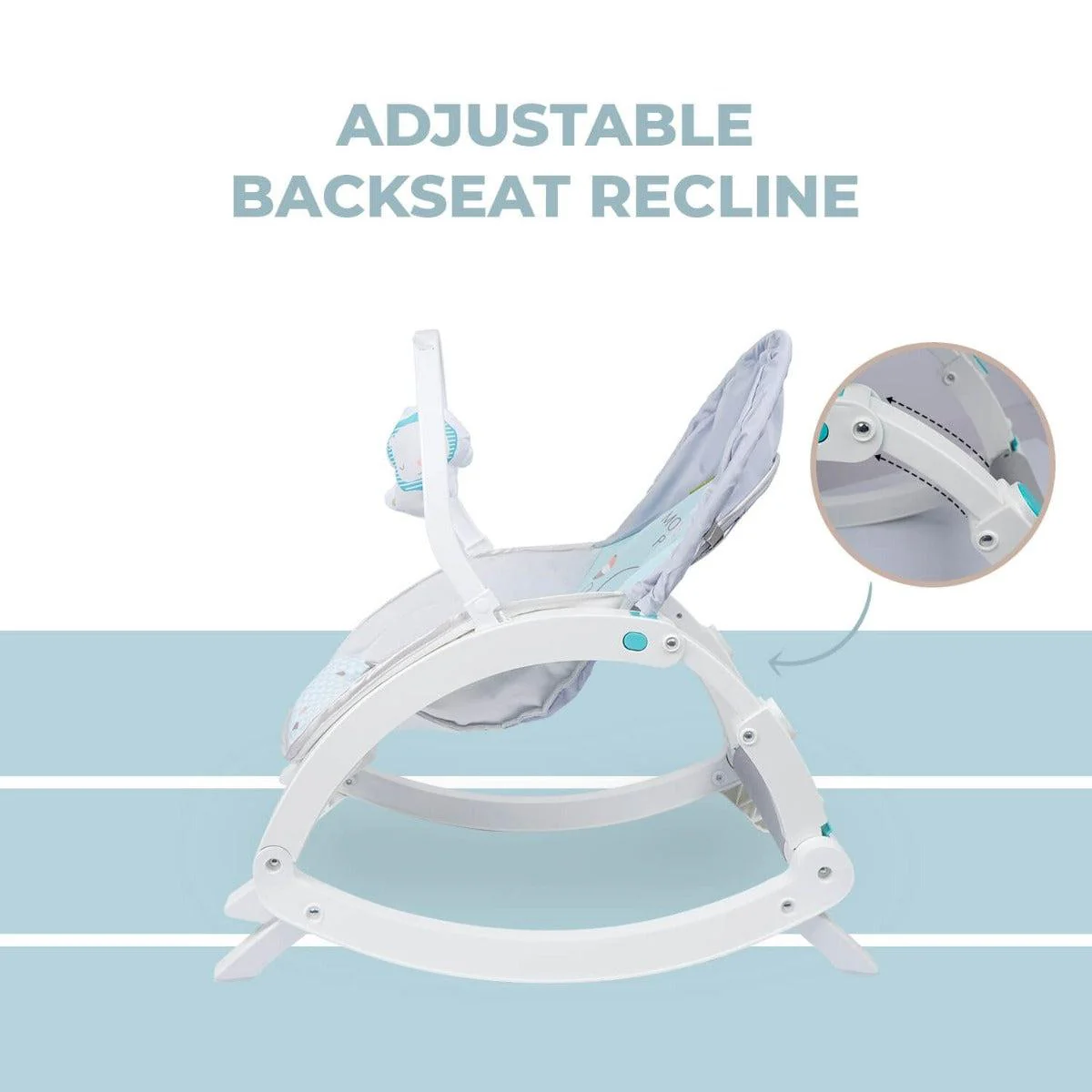 3 in 1 Rock N Play Rocker - Adjustable Backrest Recline, Detachable Toy Bar, Soothing Music & Vibration, Adjustable backrest, 0+ Months - Green Grey - Image 3