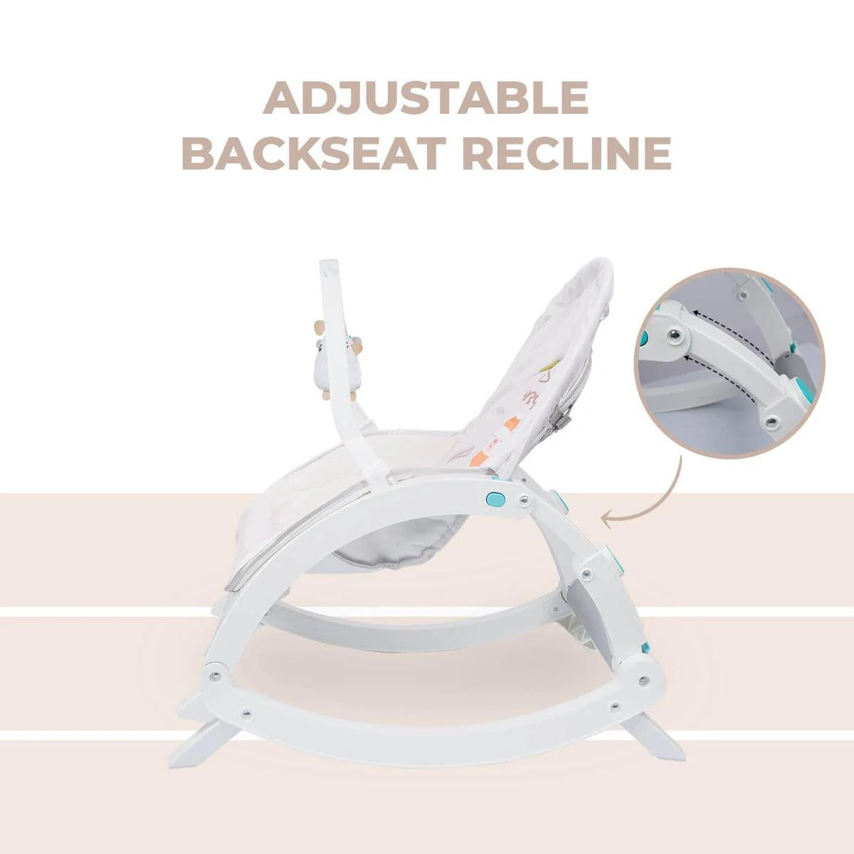 3 in 1 Rock N Play Rocker - Adjustable Backrest Recline, Detachable Toy Bar, Soothing Music & Vibration, Adjustable backrest, 0+ Months - Cream Grey - Image 3