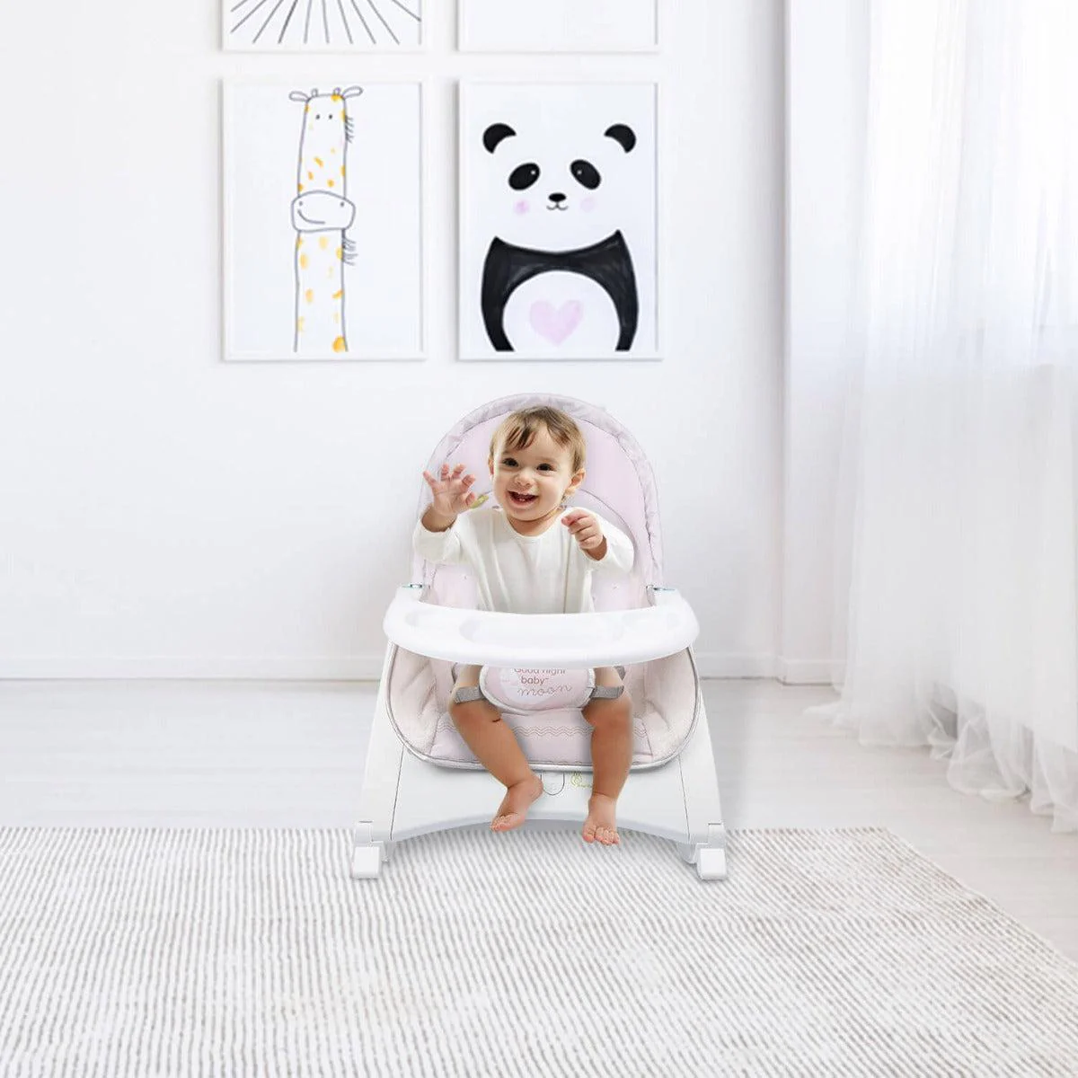 3 in 1 Rock N Play Rocker - Adjustable Backrest Recline, Detachable Toy Bar, Soothing Music & Vibration, Adjustable backrest, 0+ Months - Cream Grey - Image 6