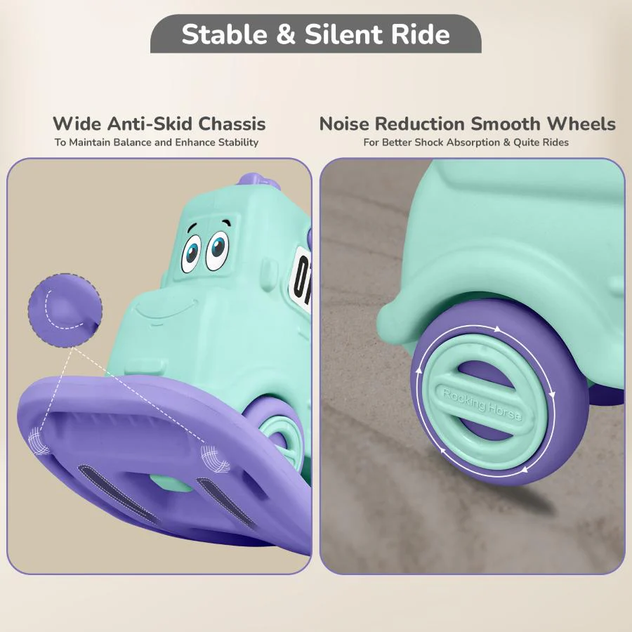 Rock N Ride 3-in-1 Balance Board, Ride On & Rocker for Kids (1-4 Years) - Green Purple - Image 6