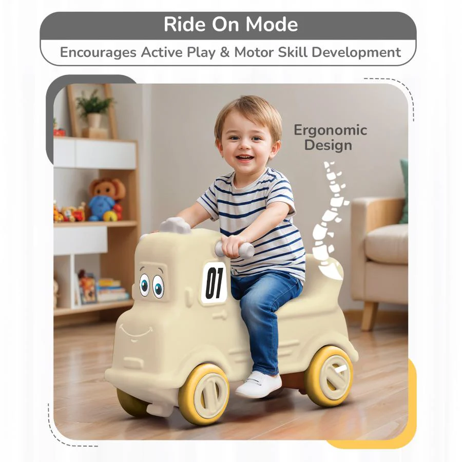 Rock N Ride 3-in-1 Balance Board, Ride On & Rocker for Kids (1-4 Years) - Beige Grey - Image 3