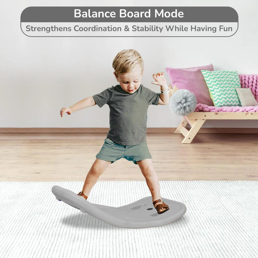 Rock N Ride 3-in-1 Balance Board, Ride On & Rocker for Kids (1-4 Years) - Beige Grey - Image 5