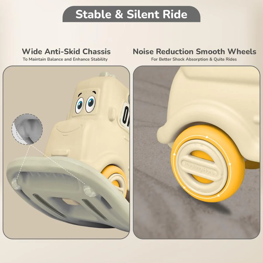 Rock N Ride 3-in-1 Balance Board, Ride On & Rocker for Kids (1-4 Years) - Beige Grey - Image 6