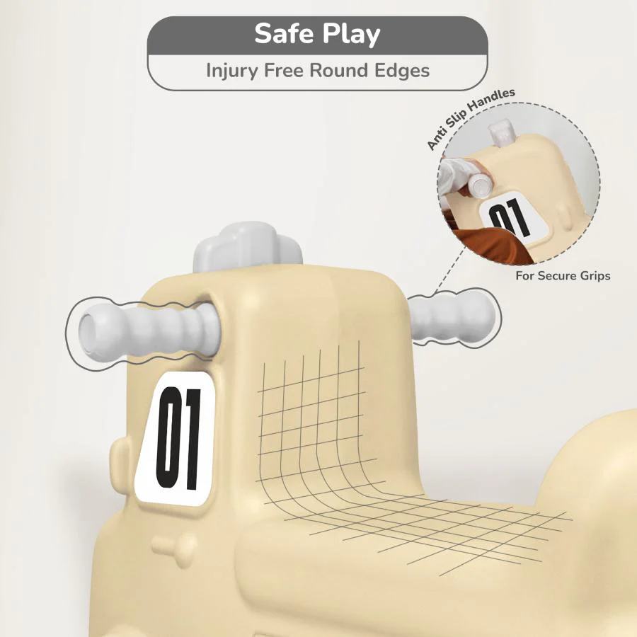 Rock N Ride 3-in-1 Balance Board, Ride On & Rocker for Kids (1-4 Years) - Beige Grey - Image 7