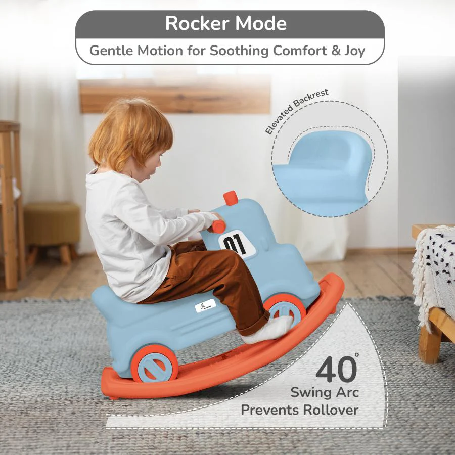 Rock N Ride 3-in-1 Balance Board, Ride On & Rocker for Kids (1-4 Years) - Blue Orange - Image 4