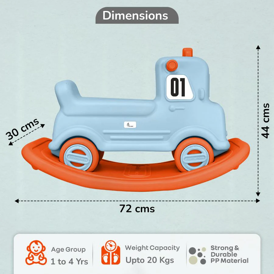 Rock N Ride 3-in-1 Balance Board, Ride On & Rocker for Kids (1-4 Years) - Blue Orange - Image 9