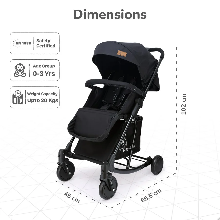 Rock N Roll 2 In 1 Baby Stroller Cum Rocker With Personalized Name Plate - Black - Image 10