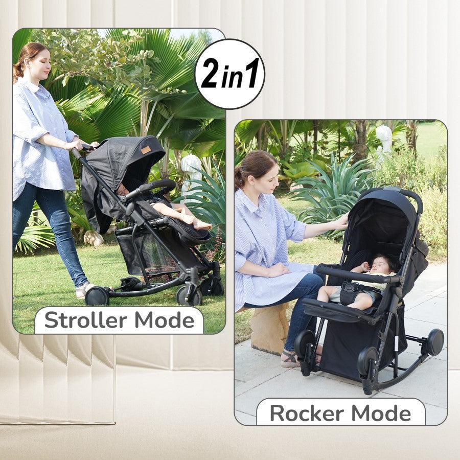 Rock N Roll 2 In 1 Baby Stroller Cum Rocker With Personalized Name Plate - Black - Image 3