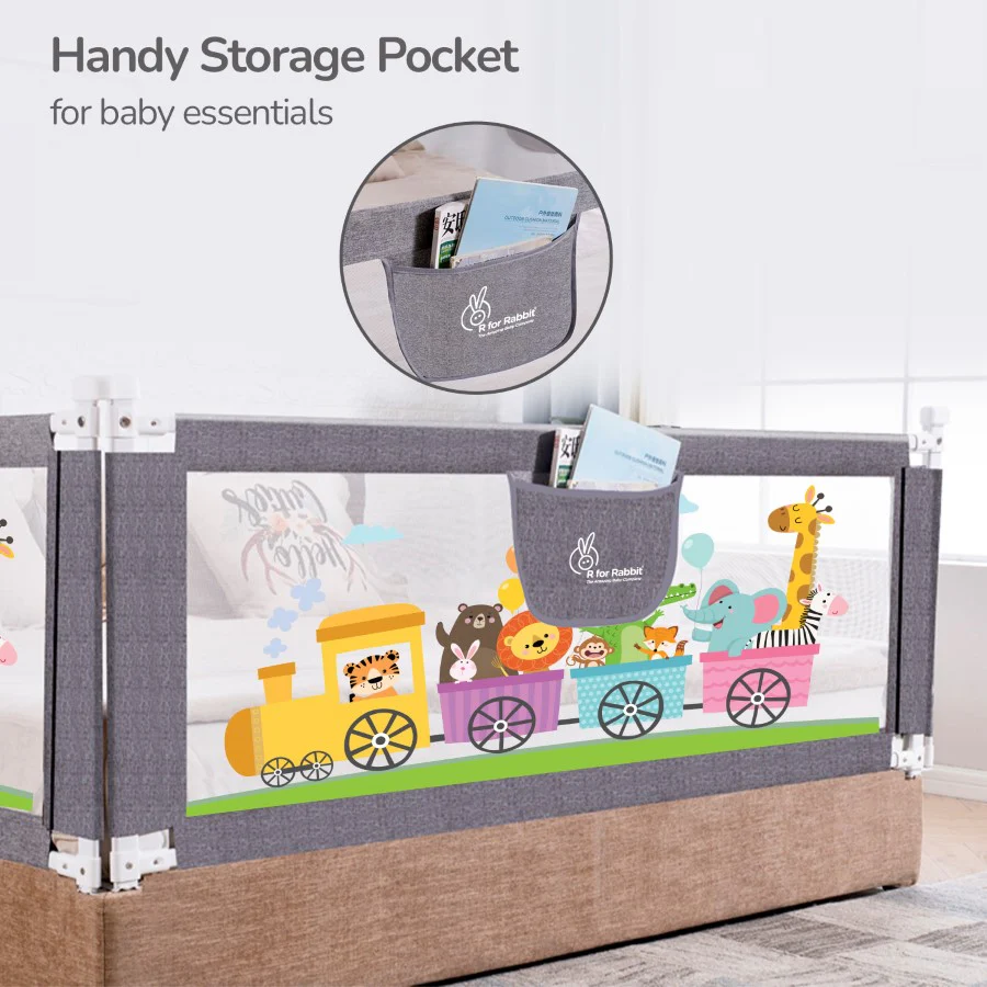 Safari Bed Rail for Baby Easy Install, Anti-Fall Safeguard for Toddler Safety - Grey - Image 5