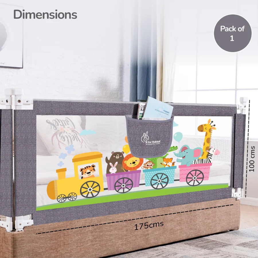 Safari Bed Rail for Baby Easy Install, Anti-Fall Safeguard for Toddler Safety - Grey - Image 7