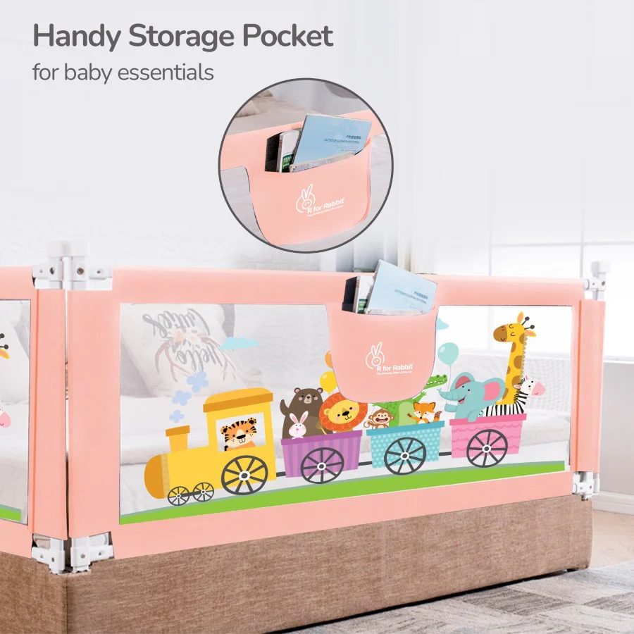 Safari Bed Rail for Baby Easy Install, Anti-Fall Safeguard for Toddler Safety - Pink - Image 5
