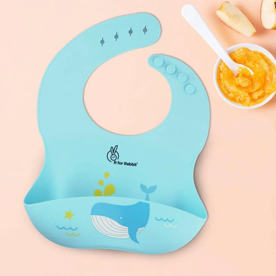 Safari Silicone Bib For Baby Comfortable Soft And Built-in Food Pocket - Lake Blue - Image 2