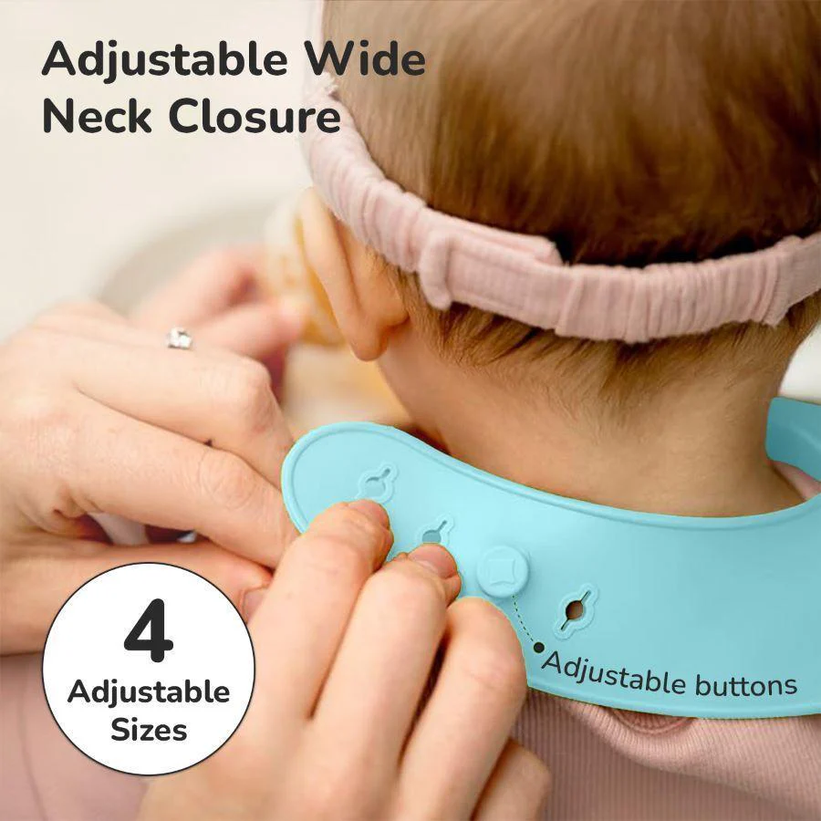 Safari Silicone Bib For Baby Comfortable Soft And Built-in Food Pocket - Lake Blue - Image 6