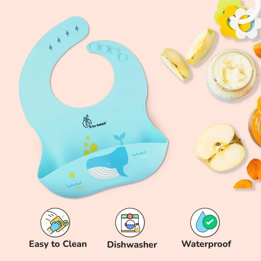 Safari Silicone Bib For Baby Comfortable Soft And Built-in Food Pocket - Lake Blue - Image 9