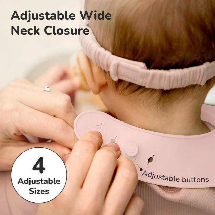 Safari Silicone Bib For Baby Comfortable Soft And Built-in Food Pocket - Peach - Image 6