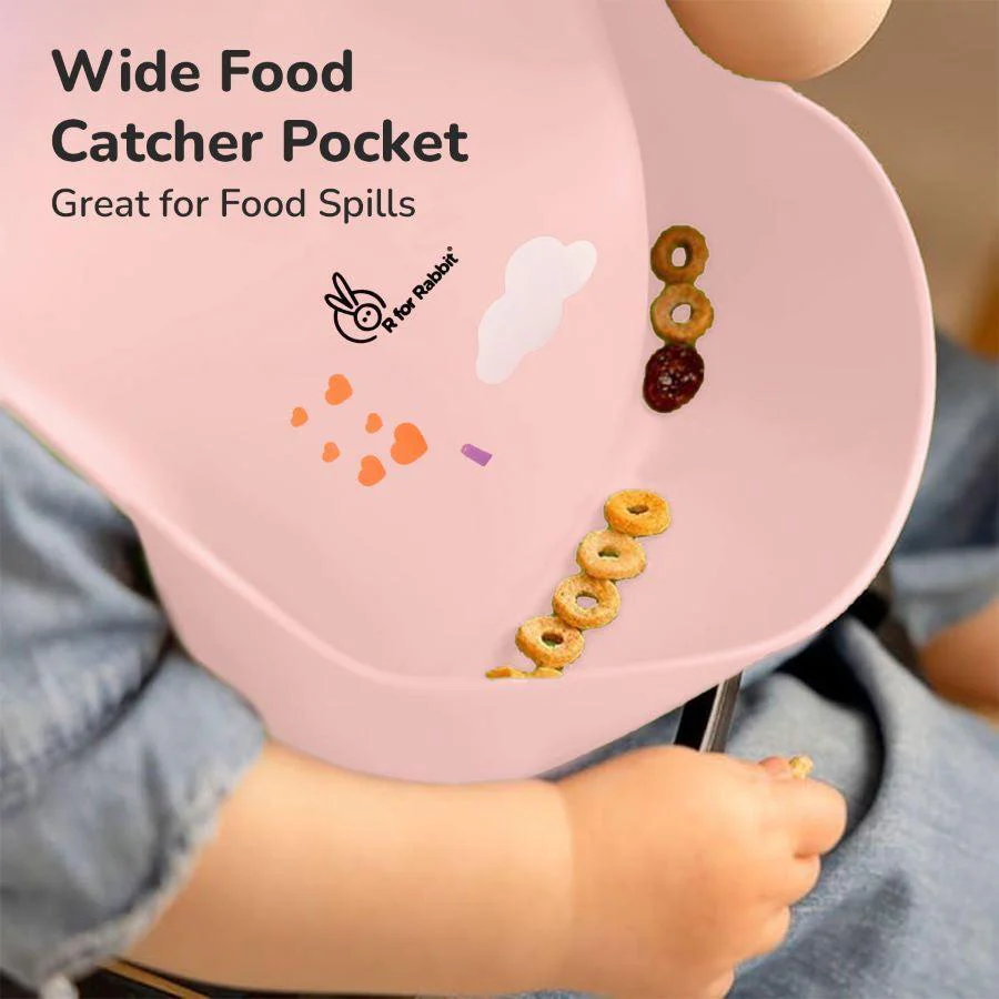 Safari Silicone Bib For Baby Comfortable Soft And Built-in Food Pocket - Peach - Image 7