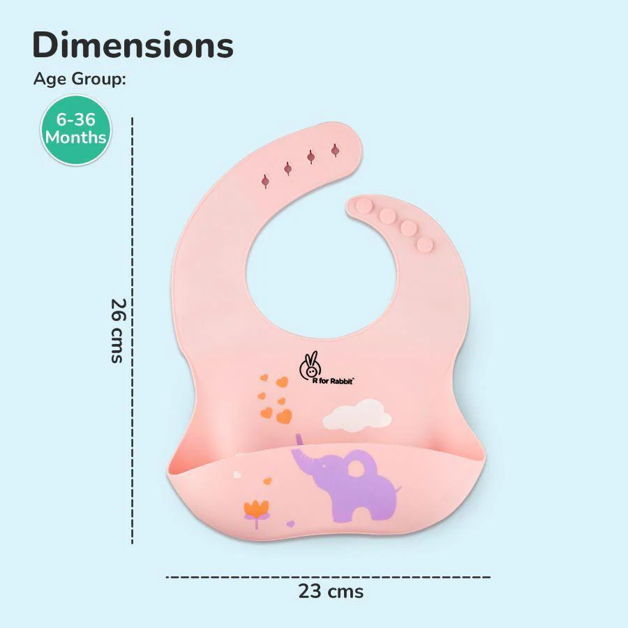 Safari Silicone Bib For Baby Comfortable Soft And Built-in Food Pocket - Peach - Image 8