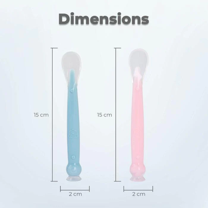 Safe Feed Silicone Baby Spoon Set - Blue Pink - Image 3