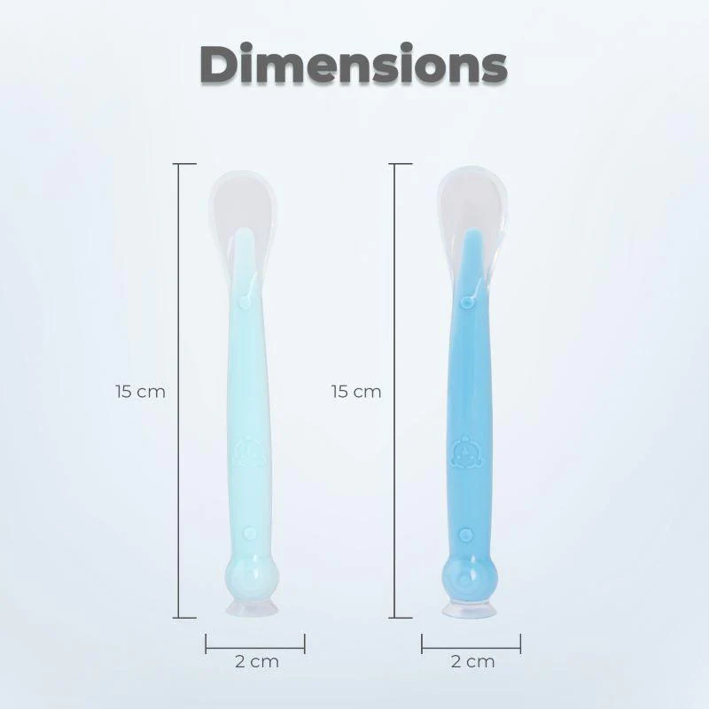 Safe Feed Silicone Baby Spoon Set - Lake Blue - Image 3