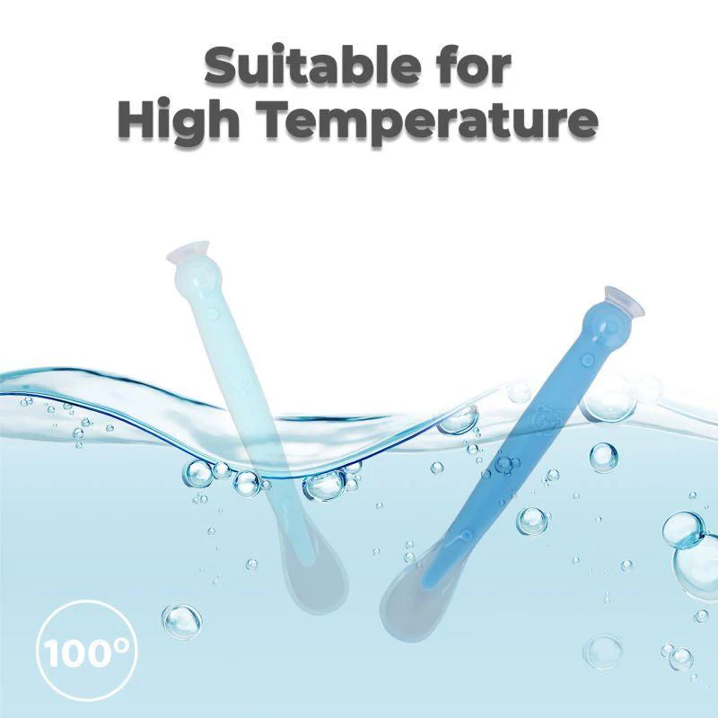 Safe Feed Silicone Baby Spoon Set - Lake Blue - Image 4