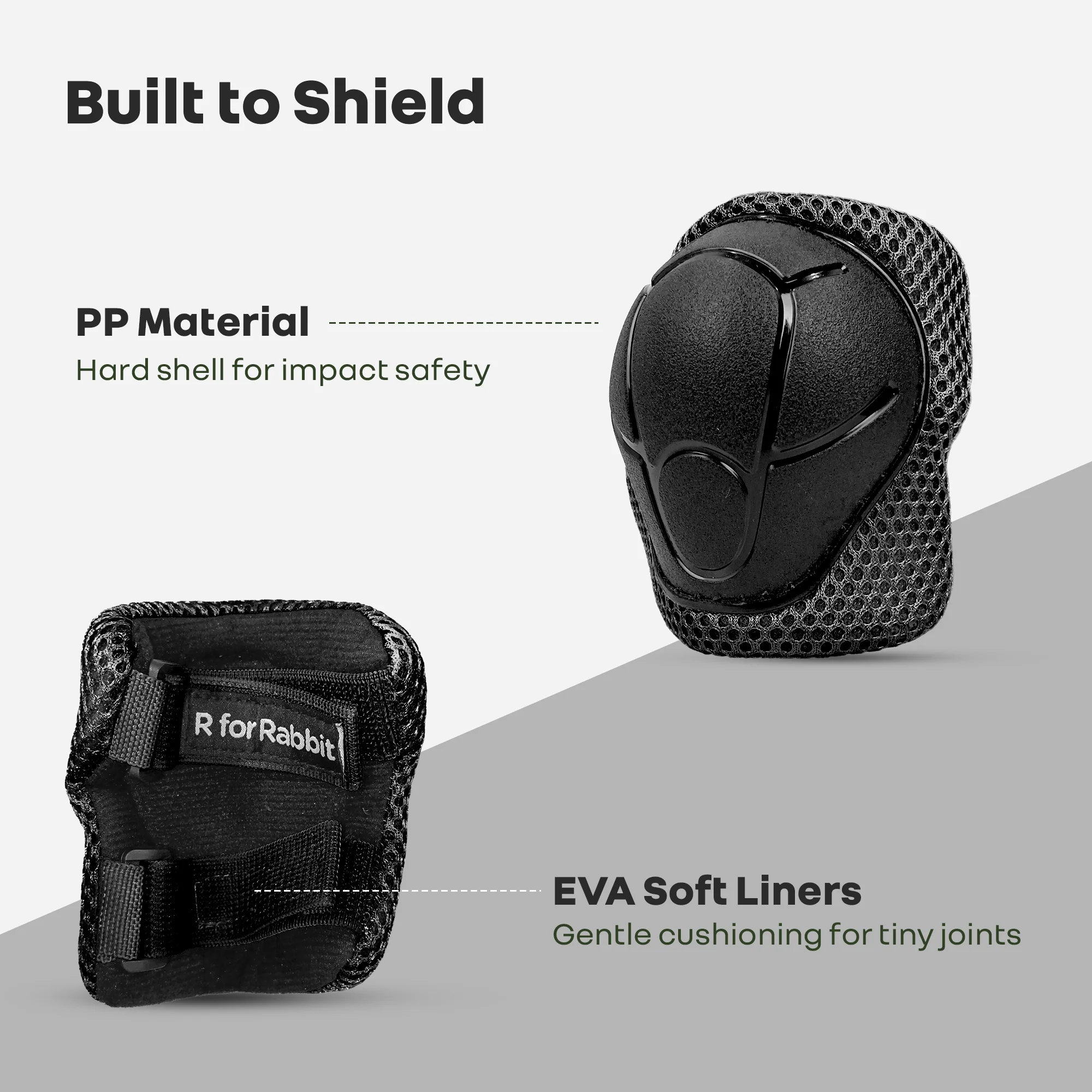 Kids Safety Protector Pads Set, Cushioned Knee, Elbow & Wrist Guards for Outdoor Riding & Sports - Black Sports - Image 2