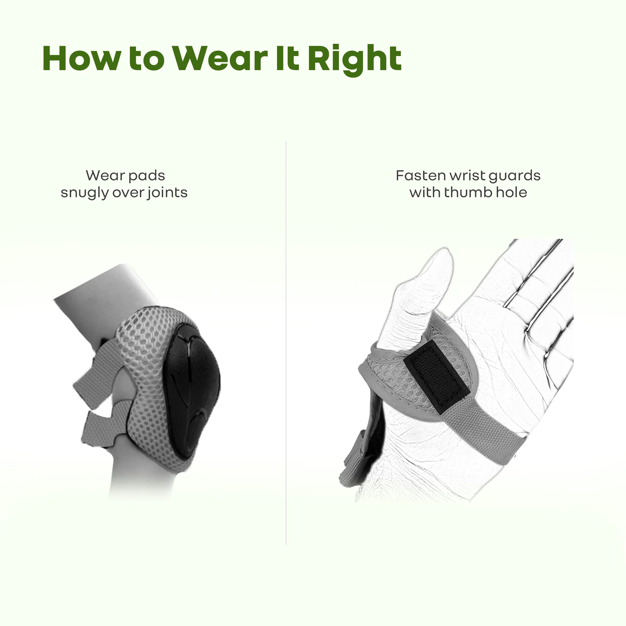 Kids Safety Protector Pads Set, Cushioned Knee, Elbow & Wrist Guards for Outdoor Riding & Sports - Green Sports - Image 5