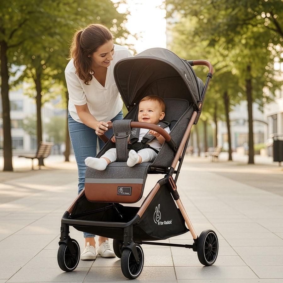 Street Smart Auto Fold Stroller for Kids Safety Certified, Travel Friendly, Breathable Mesh, 360 Degree Rotation, 0-3 Yrs - Ash Grey - Image 2