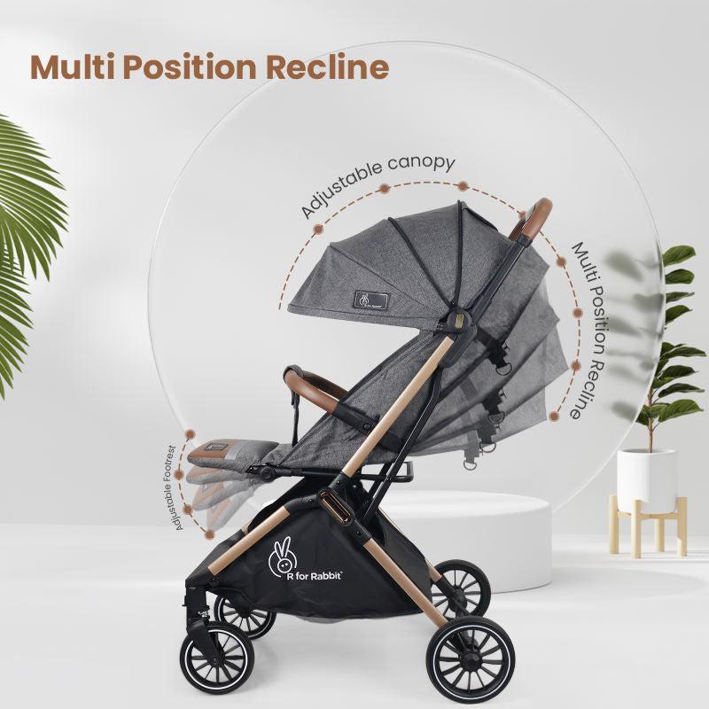 Street Smart Auto Fold Stroller for Kids Safety Certified, Travel Friendly, Breathable Mesh, 360 Degree Rotation, 0-3 Yrs - Ash Grey - Image 6