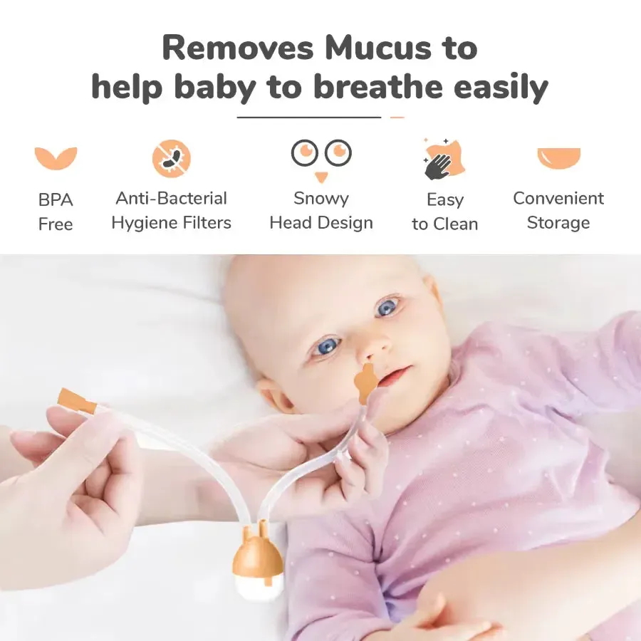 Snowy Nasal Cleaner For Baby Painless Relief from Mucus and Blocked Nose - Orange - Image 2