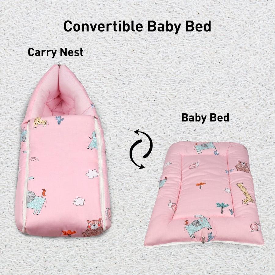 Snuggy Baby Bed - Easy to Carry, Convertible, High Quality Zip, 100% Natural Cotton - Blush Pink - Image 3