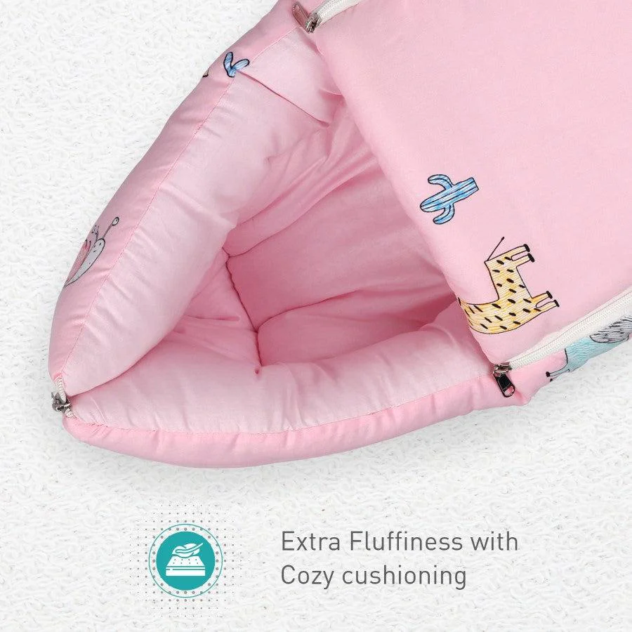 Snuggy Baby Bed - Easy to Carry, Convertible, High Quality Zip, 100% Natural Cotton - Blush Pink - Image 4