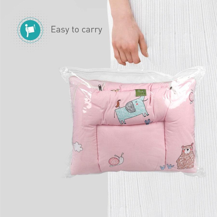 Snuggy Baby Bed - Easy to Carry, Convertible, High Quality Zip, 100% Natural Cotton - Blush Pink - Image 6