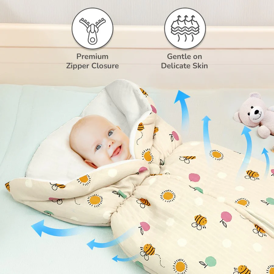 Snuggy Bliss 100% Muslin Cotton Baby Bedding for Newborns (0–6 Months) - Honey Beige - Image 2