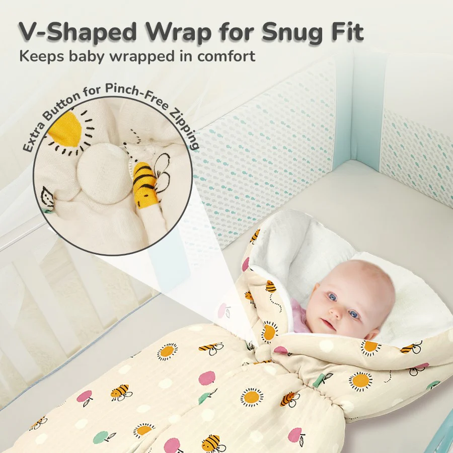 Snuggy Bliss 100% Muslin Cotton Baby Bedding for Newborns (0–6 Months) - Honey Beige - Image 5