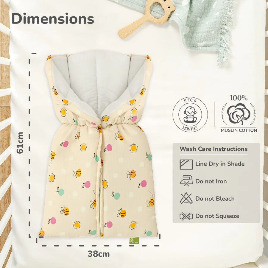 Snuggy Bliss 100% Muslin Cotton Baby Bedding for Newborns (0–6 Months) - Honey Beige - Image 8