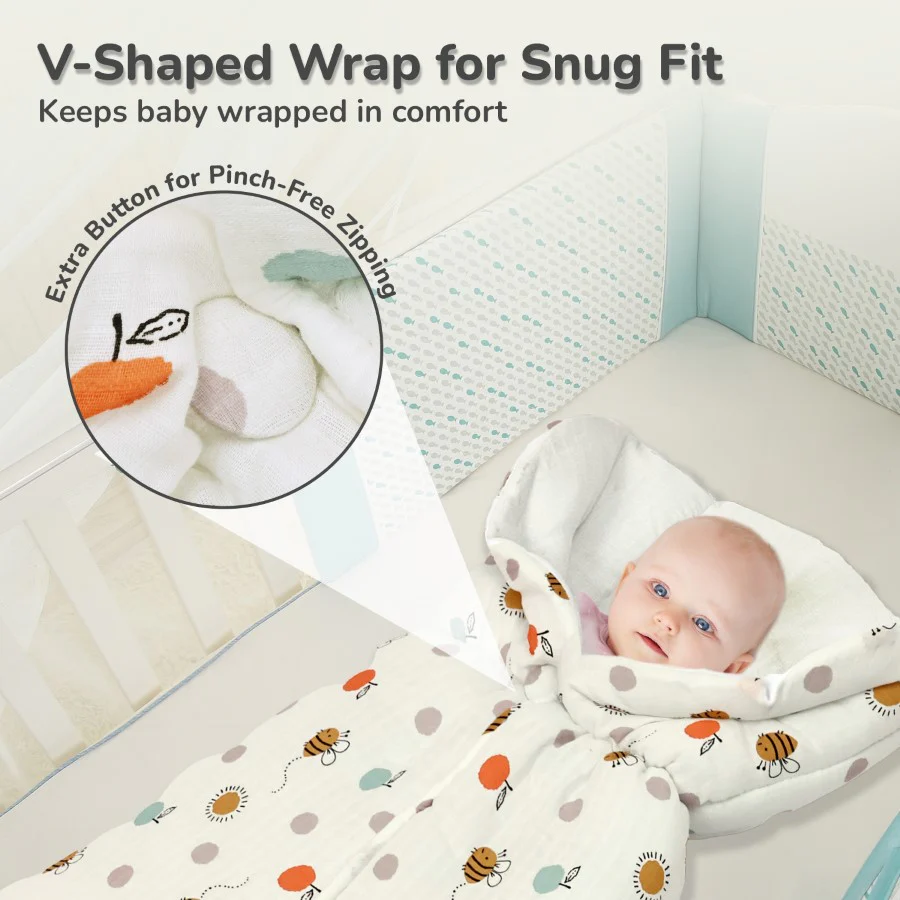 Snuggy Bliss 100% Muslin Cotton Baby Bedding for Newborns (0–6 Months) - Honey White - Image 5