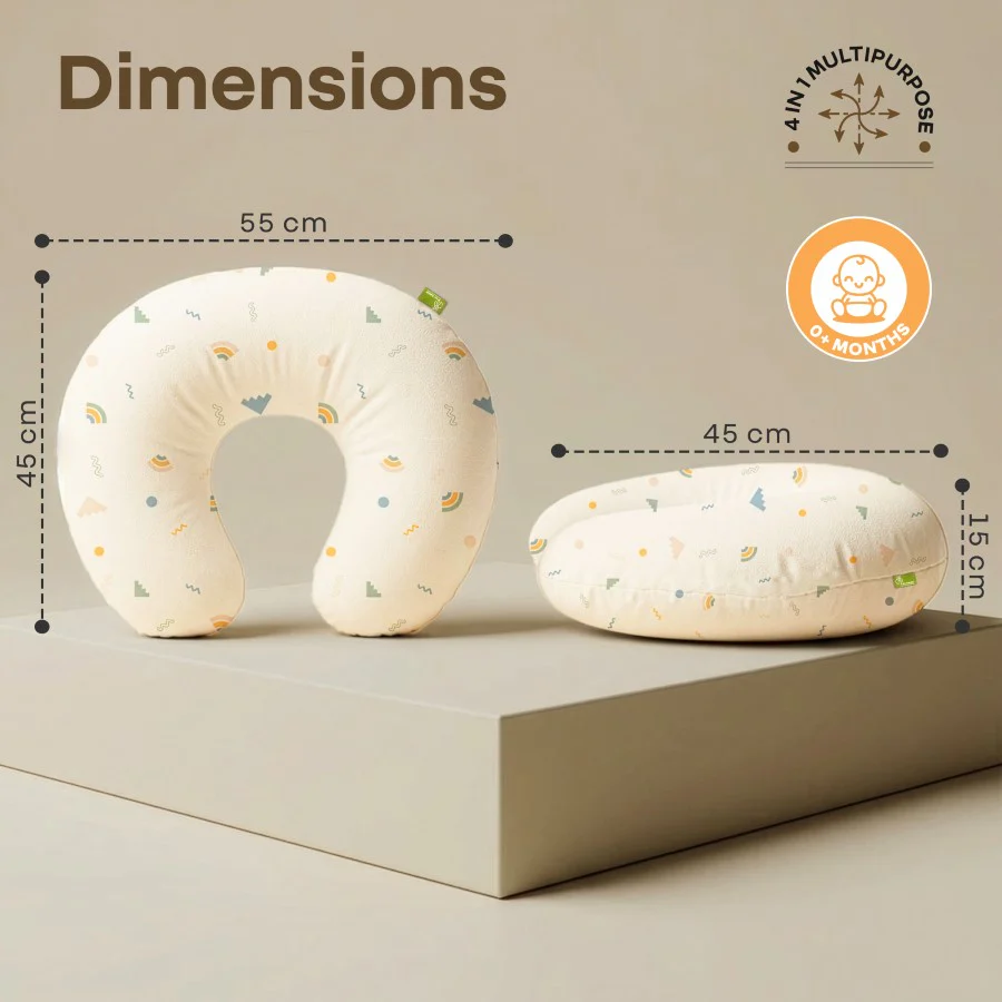 Snuggy Comfy Baby Feeding Pillow for Newborn Babies 0+ Months, Ergonomic Cotton Nursing Pillow with Tummy Time & Sitting Support - Abstract Beige - Image 8