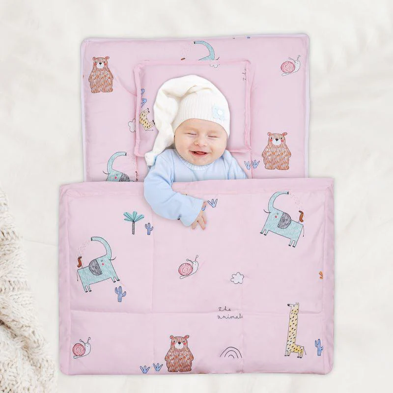 Snuggy Cozy Baby Bedding With Blanket & Pillow And Odour Free - Blush Pink