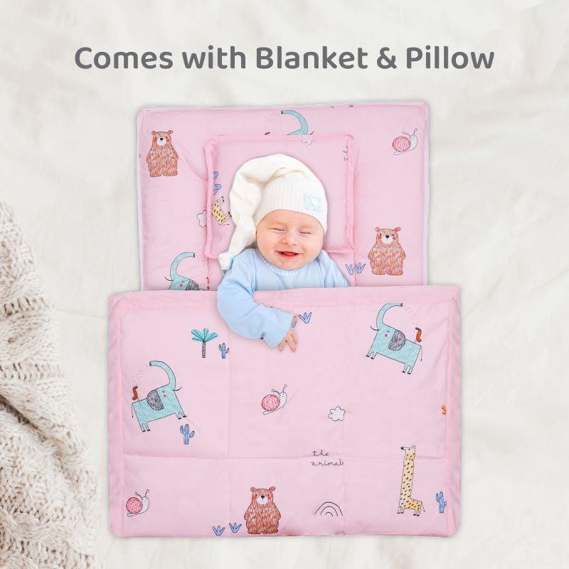 Snuggy Cozy Baby Bedding With Blanket & Pillow And Odour Free - Blush Pink - Image 4