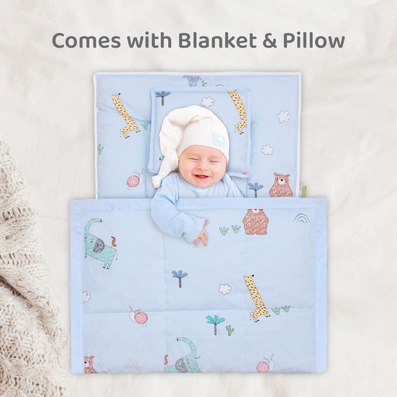 Snuggy Cozy Baby Bedding With Blanket & Pillow And Odour Free - Sky Blue - Image 4